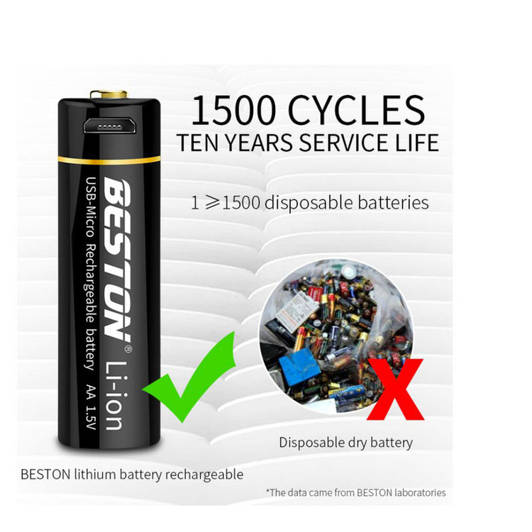 باتری قلمی قابل شارژ بستون مدل LION2800MAH کد میکرو USB بسته چهار عددی