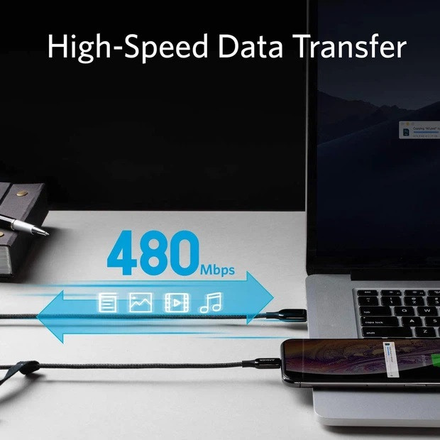 کابل تبدیل USB به لایتنینگ انکر مدل |||+A8823H11 Powerline طول 1.8 متر