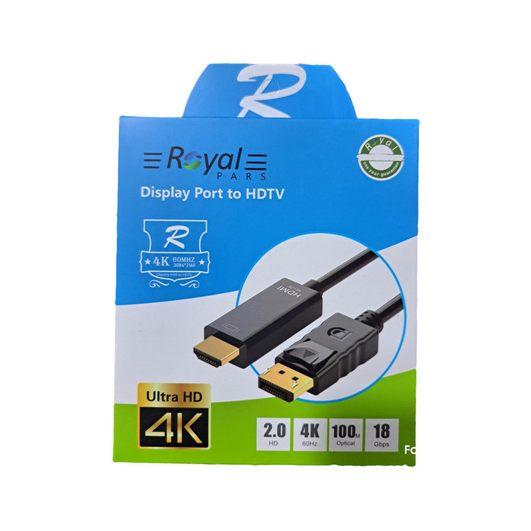 کابل تبدیل Display port به HDMI رویال مدل 4K طول 1.8 متر