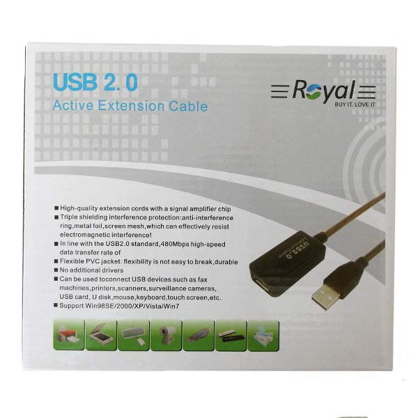 کابل افزایش طول USB رویال مدل 037 طول 15 متر