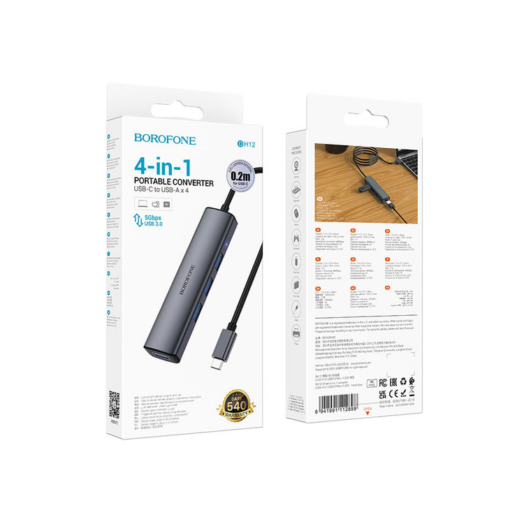 هاب 4 پورت USB-C بروفون مدل DH12 4IN1