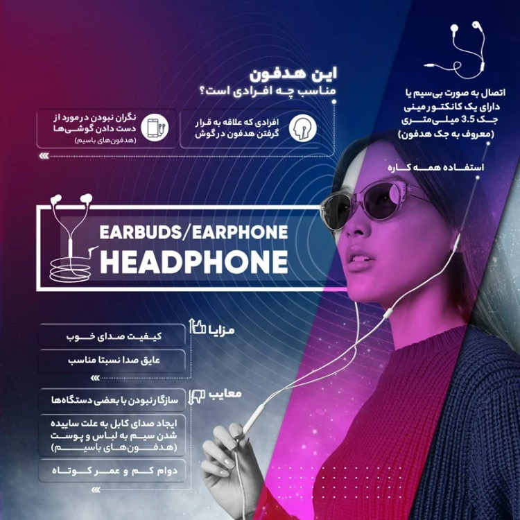 هدفون طرح عینک آفتابی مدل sunglasses