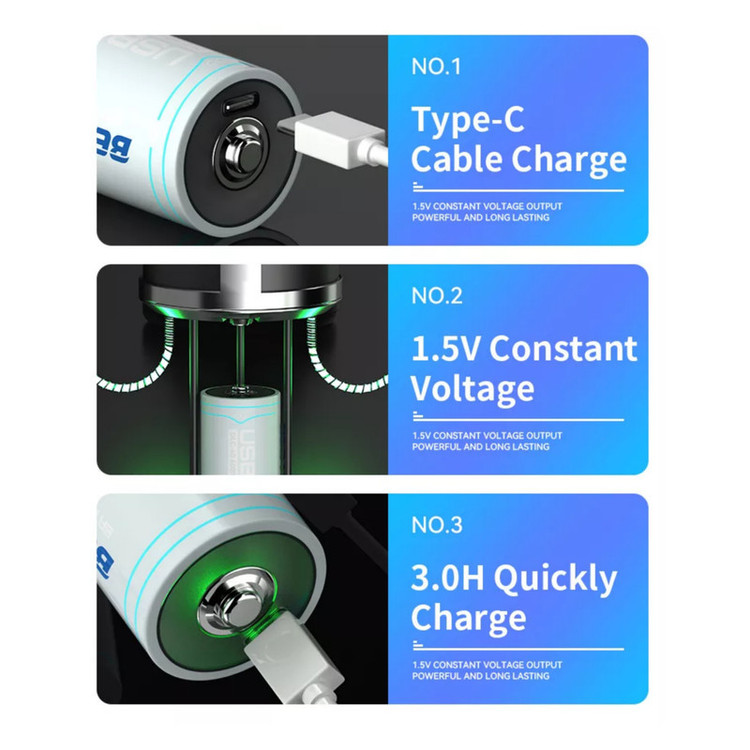 باتری لیتیومی قابل شارژ بستون مدل USB-TYPE LI-ION مجموعه 12 عددی