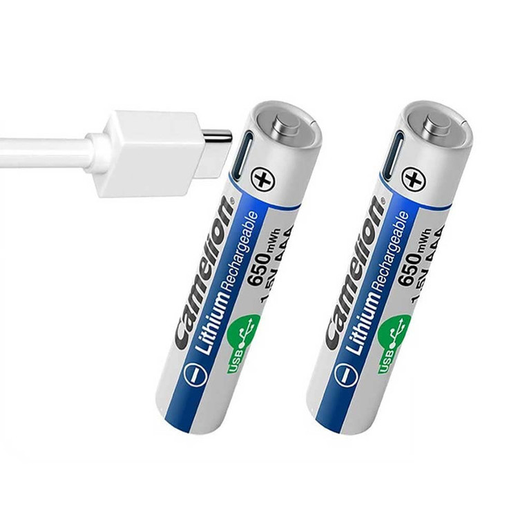 باتری نیم قلمی قابل شارژ کملیون مدل USB-TYPE C 650MAH بسته ۲ عددی