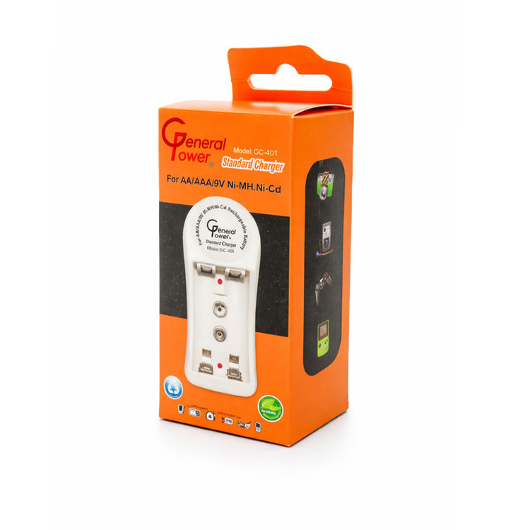 شارژر باتری جنرال پاور مدل GC-401 به همراه باتری قلمی و نیم قلمی قابل شارژ بسته 4 عددی
